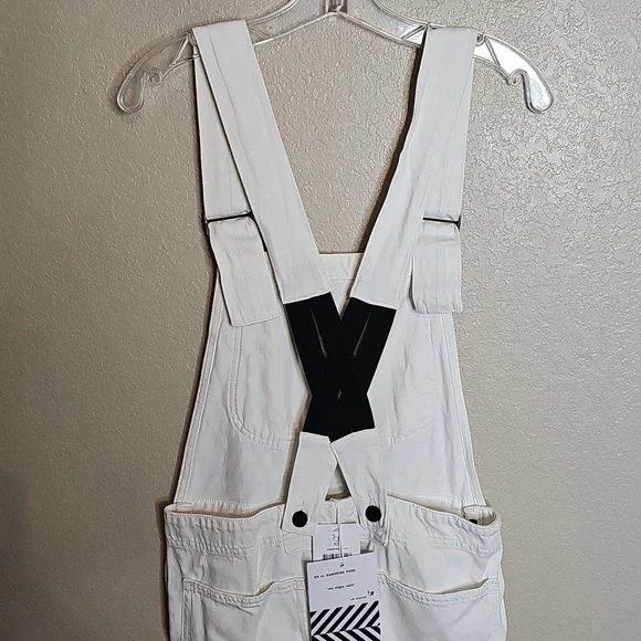 NWT Sandrine Rose Small Women's White Denim Overalls - Picture 5 of 10